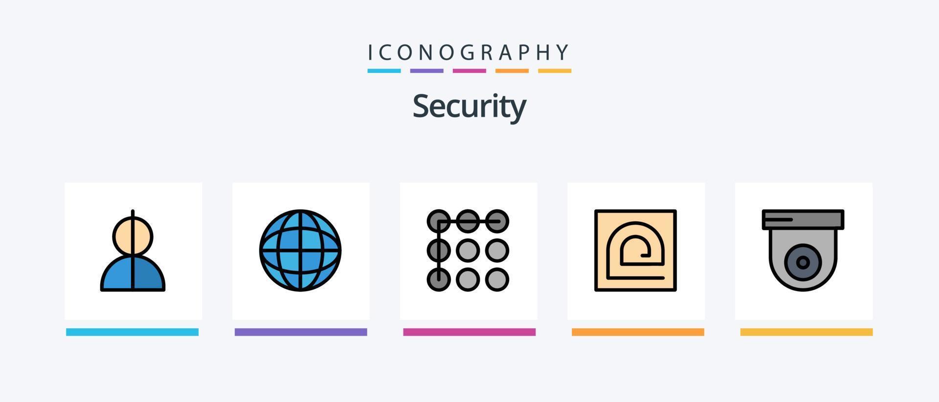 Security Line Filled 5 Icon Pack Including infected. warning. bank. virus. open. Creative Icons Design vector