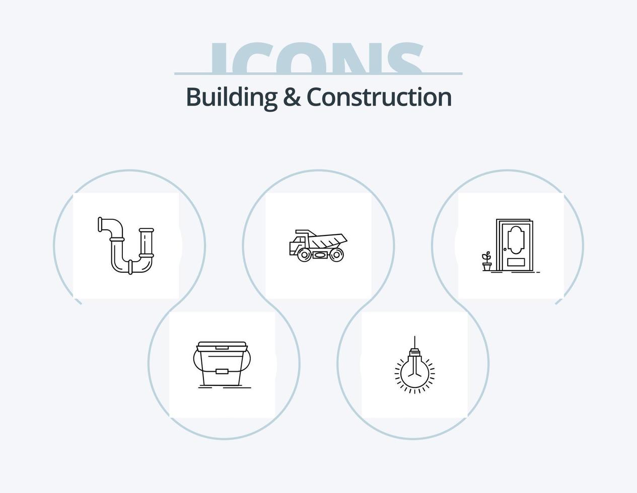 Building And Construction Line Icon Pack 5 Icon Design. harbor. building. tools. crane. wood vector