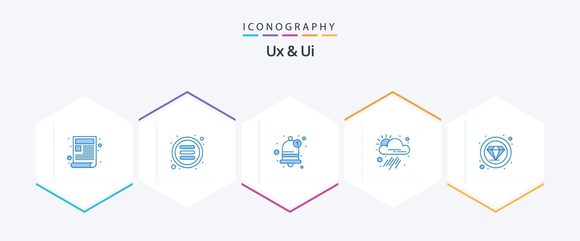 Ux And Ui 25 Blue icon pack including quality. weather. alarm. tool. app vector