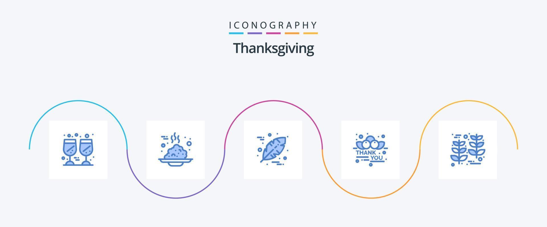 Thanksgiving Blue 5 Icon Pack Including harvest. thanksgiving. thanks day. message. cherry vector