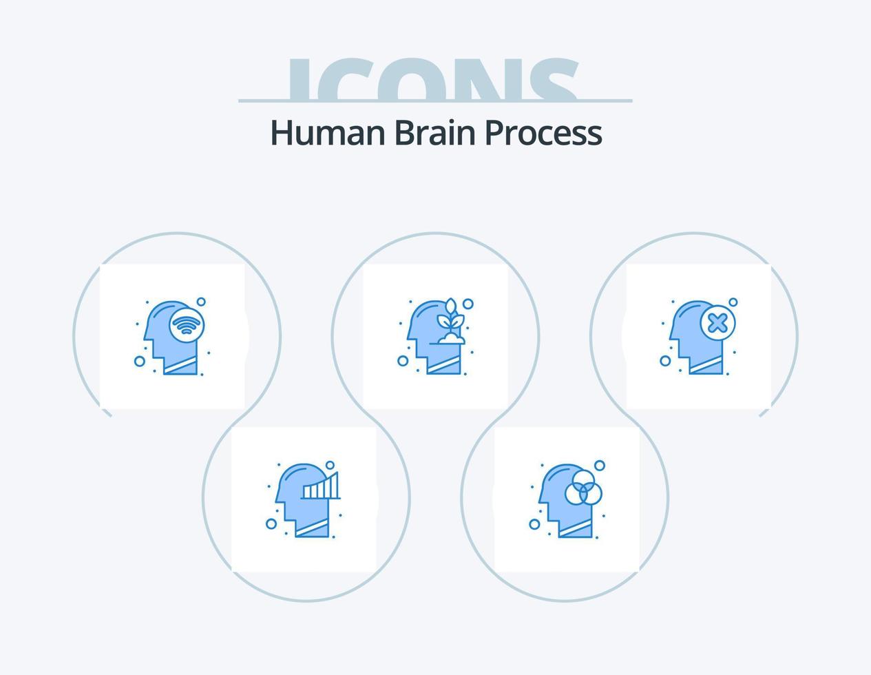Human Brain Process Blue Icon Pack 5 Icon Design. failure. growth. connect. mind. human vector