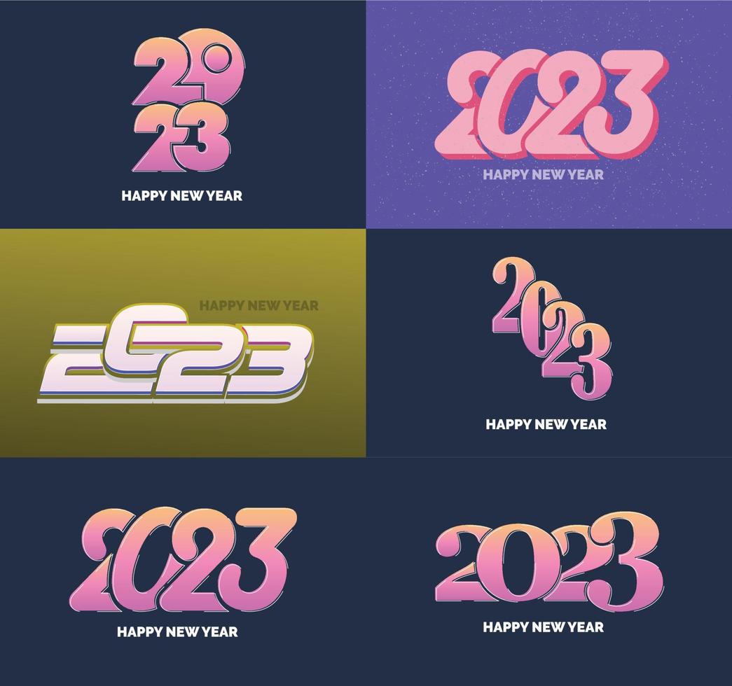 Big Set of 2023 Happy New Year logo text design 2023 number design template vector