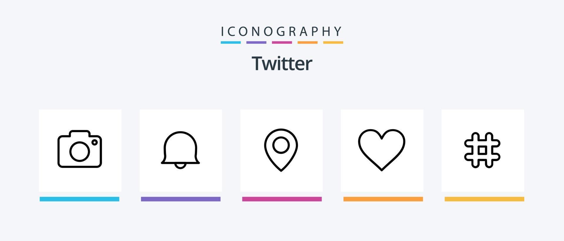 Twitter Line 5 Icon Pack Including twitter. off. magnify. bell. lock. Creative Icons Design vector