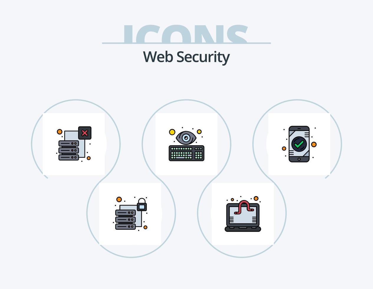 Web Security Line Filled Icon Pack 5 Icon Design. computer. mobile. alert. check. app vector