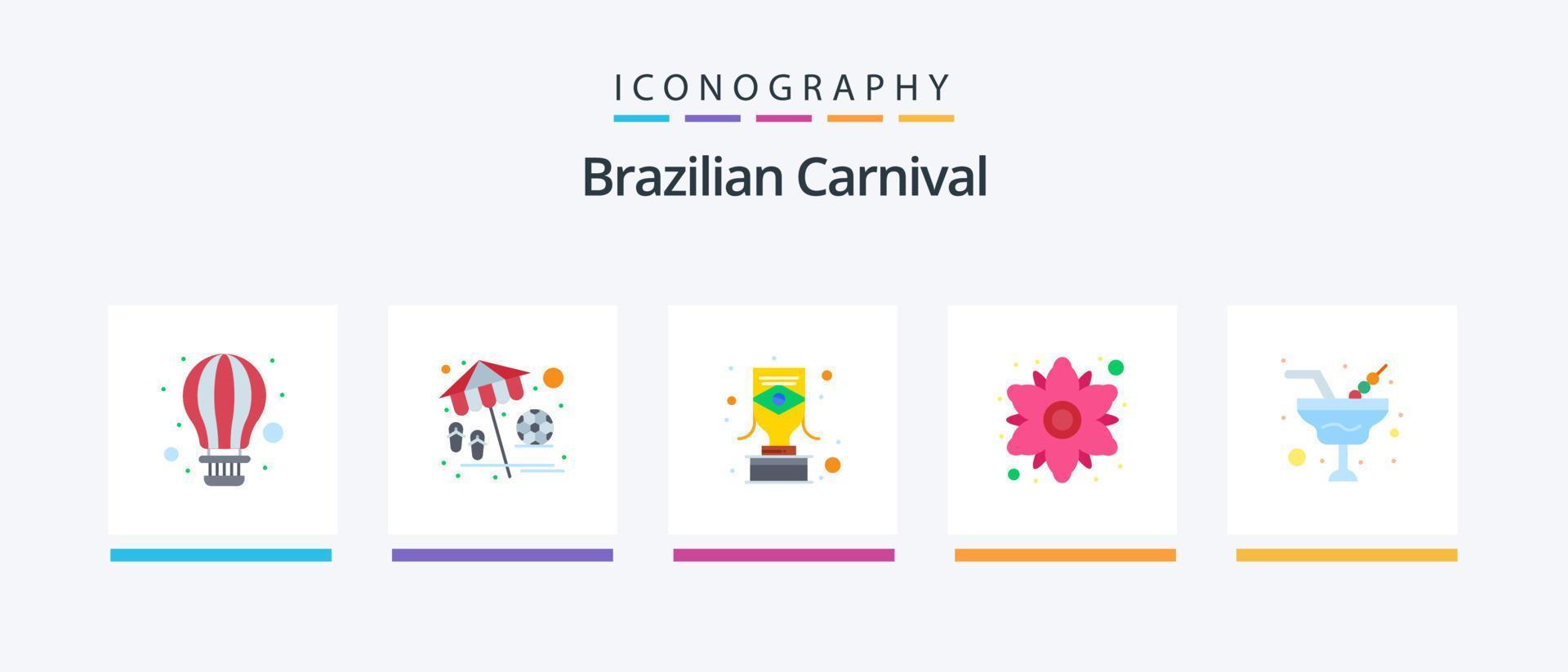Brazilian Carnival Flat 5 Icon Pack Including romance. plant. brazilian. flower. chamomile. Creative Icons Design vector