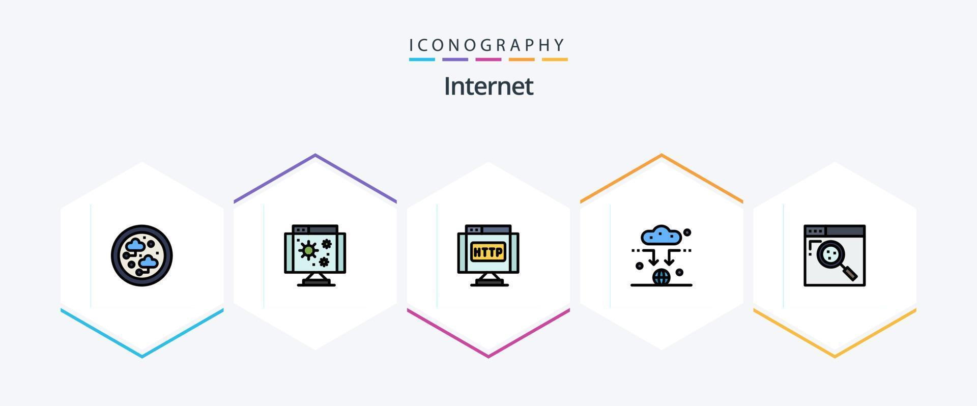 Internet 25 FilledLine icon pack including internet. wifi. domain. signal. antenna vector