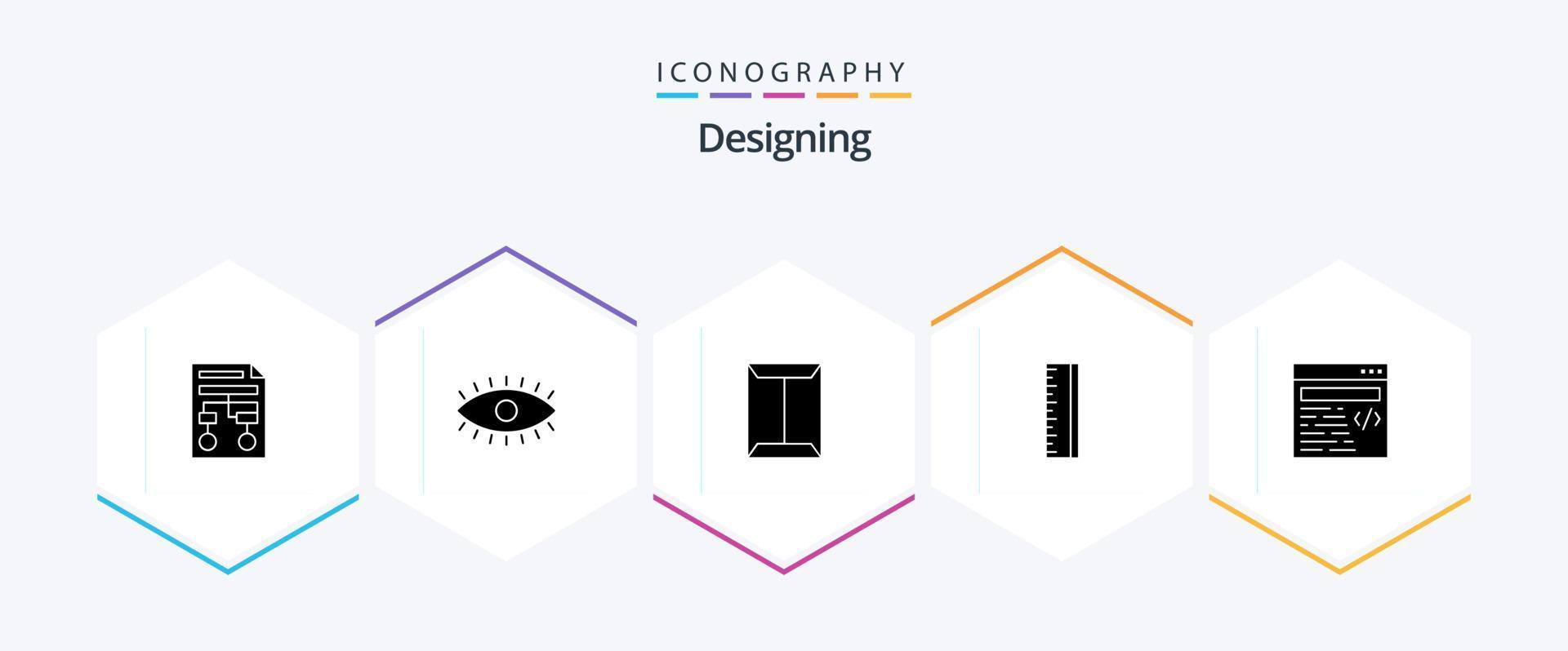 Designing 25 Glyph icon pack including web. design. design. scale. closet vector