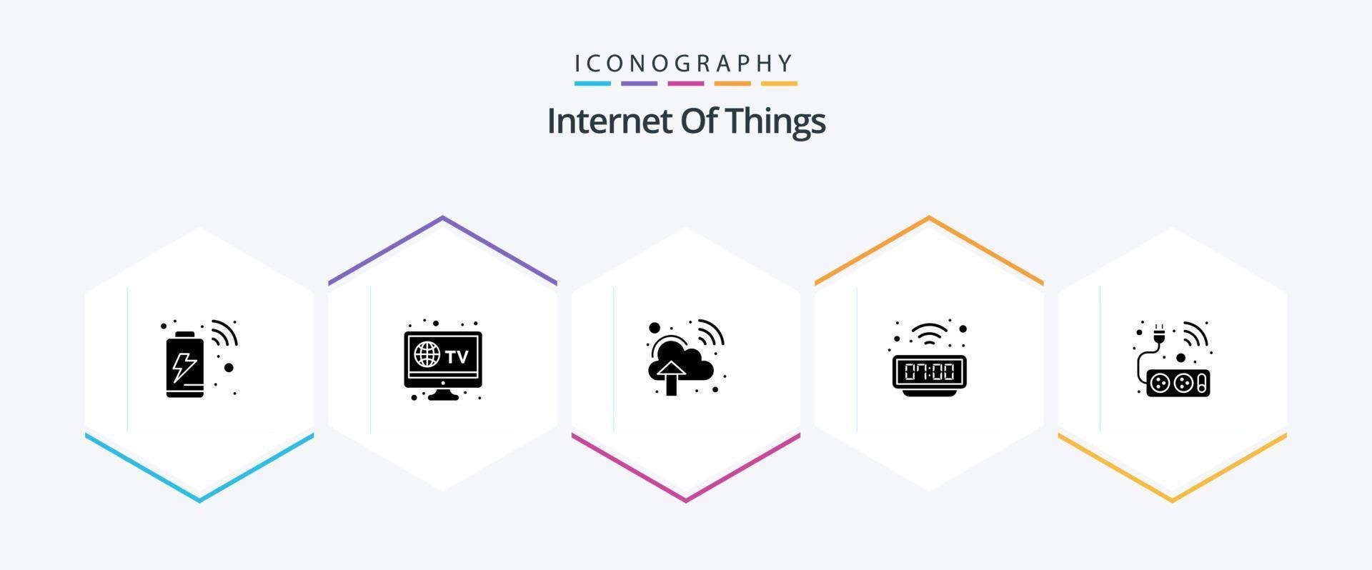 Internet Of Things 25 Glyph icon pack including technology. plug. cloud internet. watch. digital vector