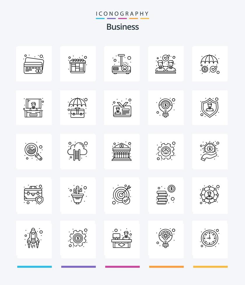 Creative Business 25 OutLine icon pack  Such As conference. security. projector. money. partnership vector