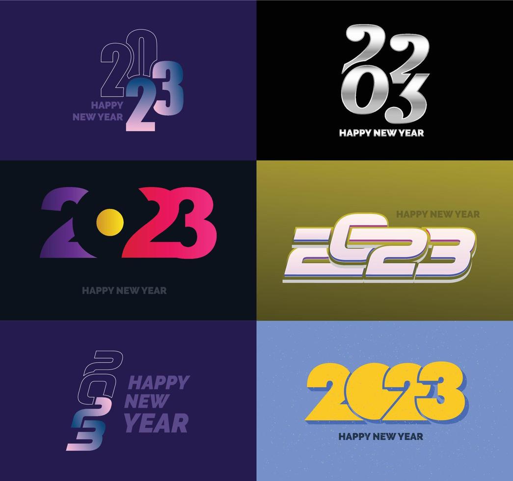 Big Set of 2023 Happy New Year logo text design 2023 number design template vector