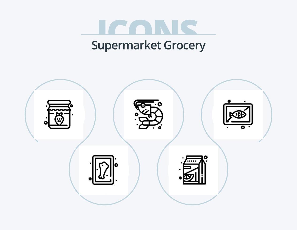 Grocery Line Icon Pack 5 Icon Design. . basket. lemon. shopping. cart vector