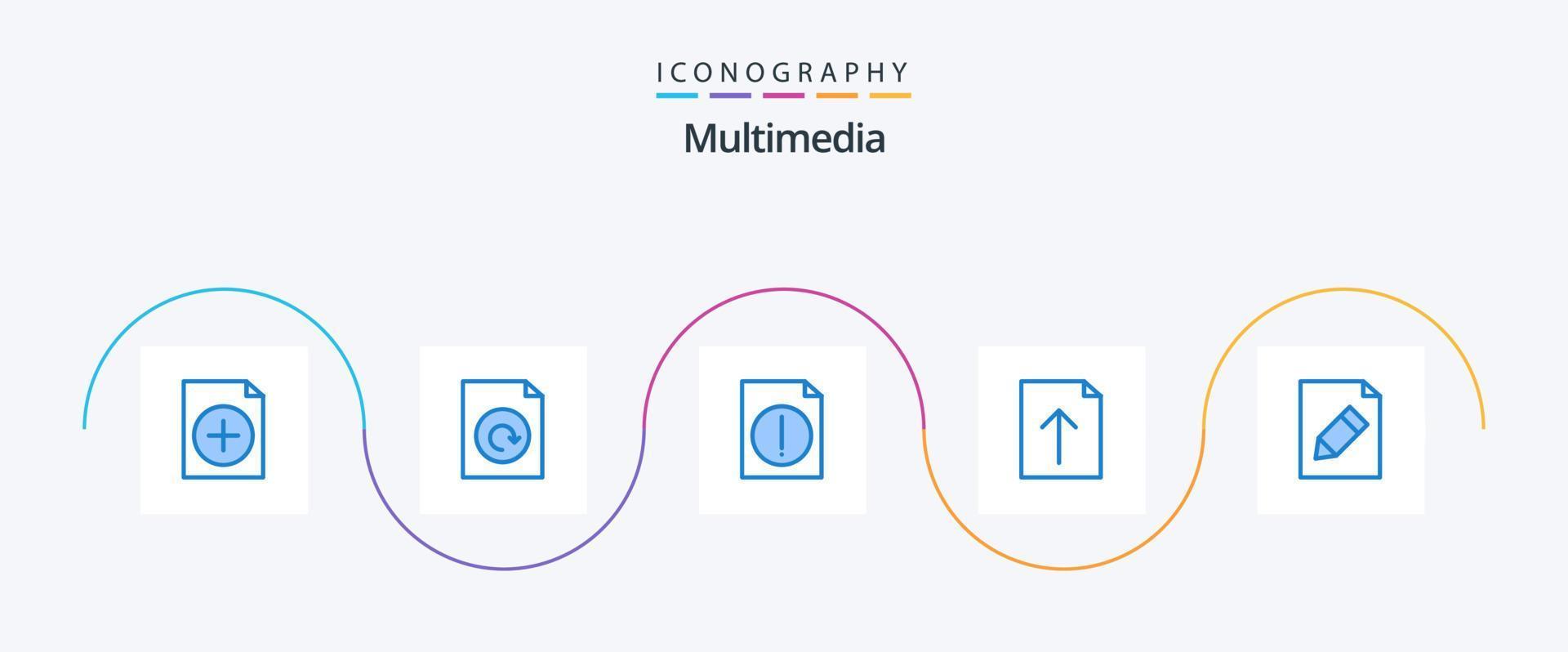 Multimedia Blue 5 Icon Pack Including . file. pencil. document vector