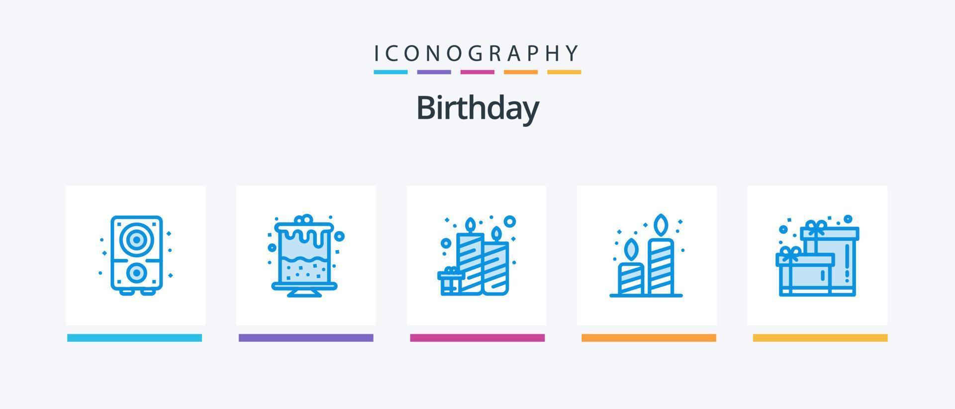 Birthday Blue 5 Icon Pack Including . candle. box. Creative Icons Design vector