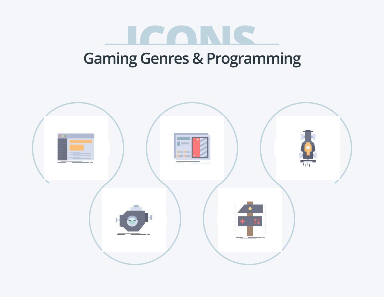 Géneros de juegos y programación Flat Icon Pack 5 Icon Design. diseño. desarrollador. software. panel vector