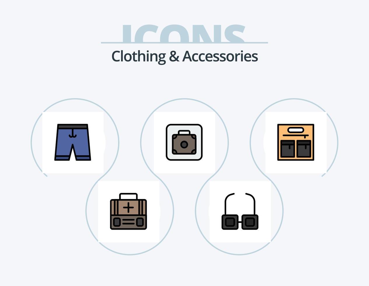 línea de ropa y accesorios llenos de icono paquete 5 diseño de iconos. . . servicio. camisa. bebé vector