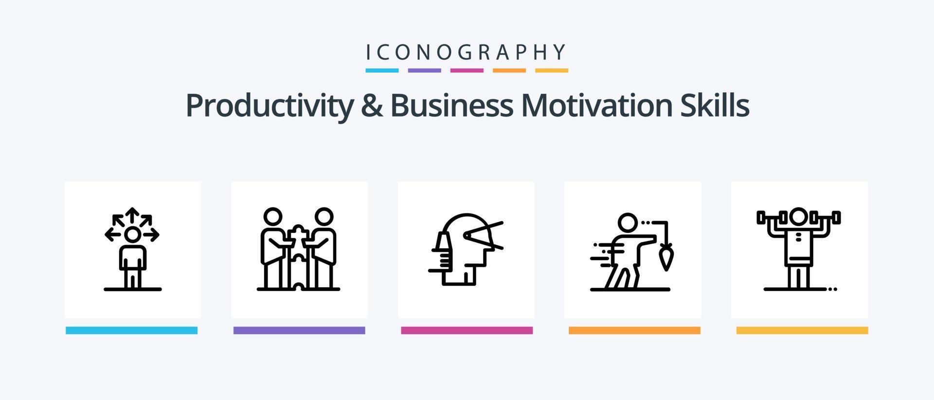 Productivity And Business Motivation Skills Line 5 Icon Pack Including logic. business. power. leave. comfort. Creative Icons Design vector