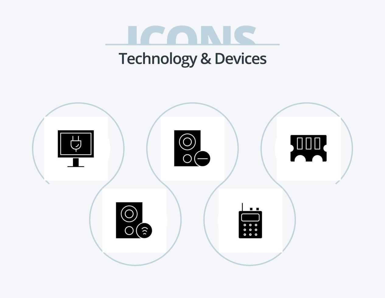 Devices Glyph Icon Pack 5 Icon Design. memory. remove. entertainment. hardware. devices vector