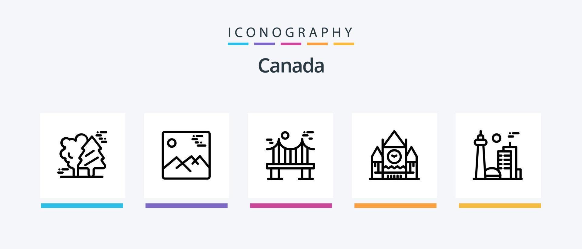 paquete de iconos de la línea 5 de Canadá que incluye imagen. Canadá. Canadá. gorra. Juegos Olímpicos. diseño de iconos creativos vector