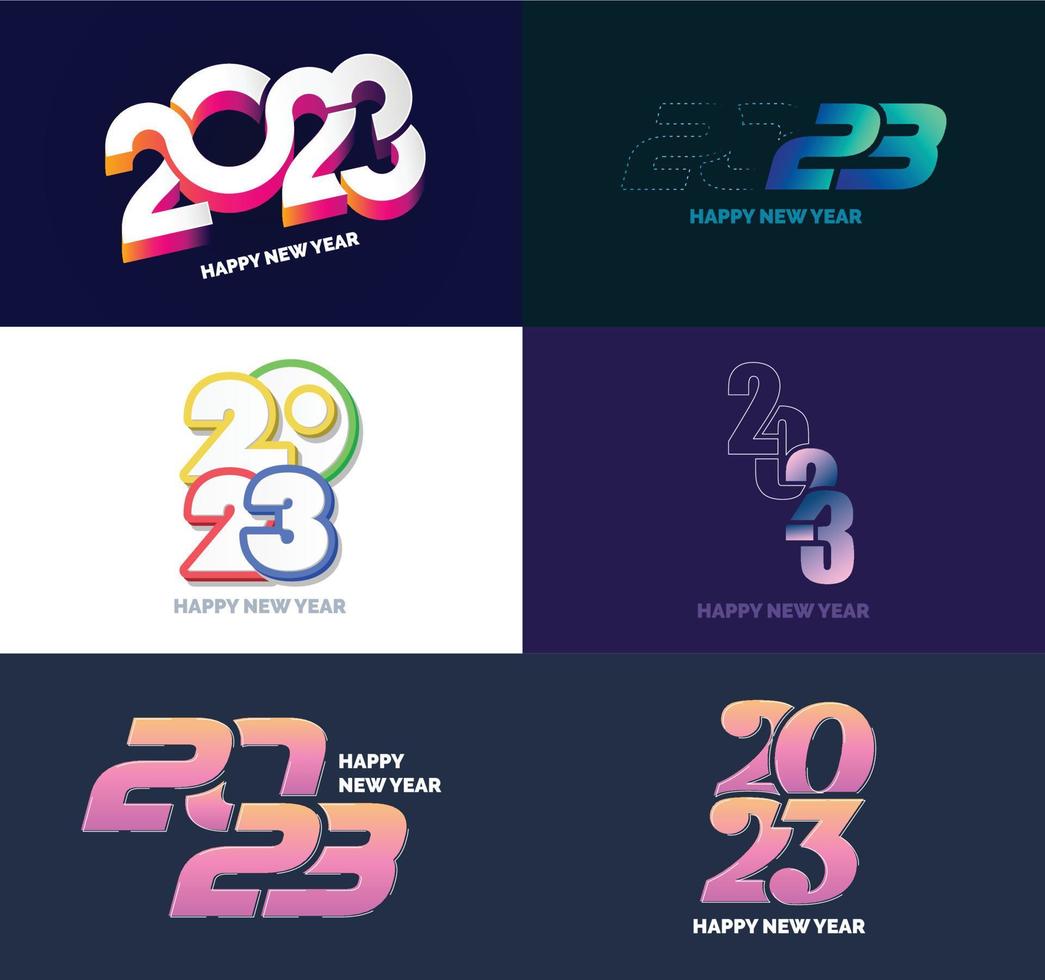 Big Collection of 2023 Happy New Year symbols Cover of business diary for 2023 with wishes vector