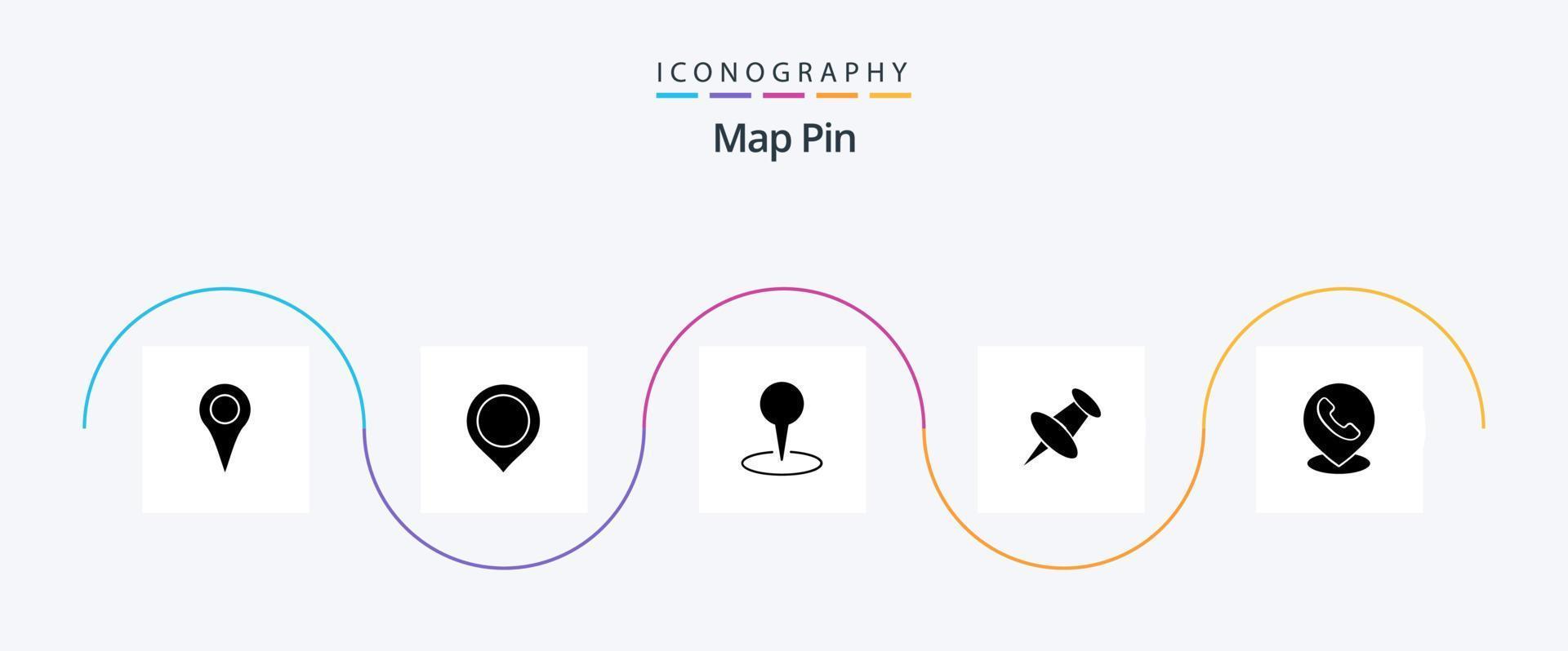 Map Pin Glyph 5 Icon Pack Including map. telephone. location. mark. marker vector