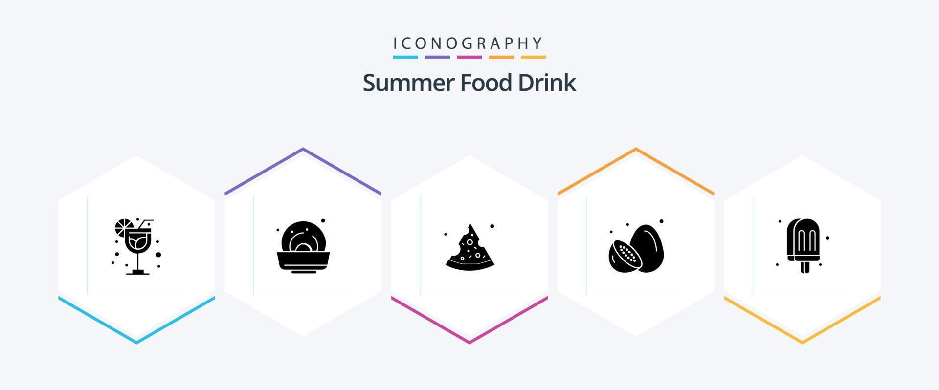 Summer Food Drink 25 Glyph icon pack including meal. food. summer. drink. kiwi vector