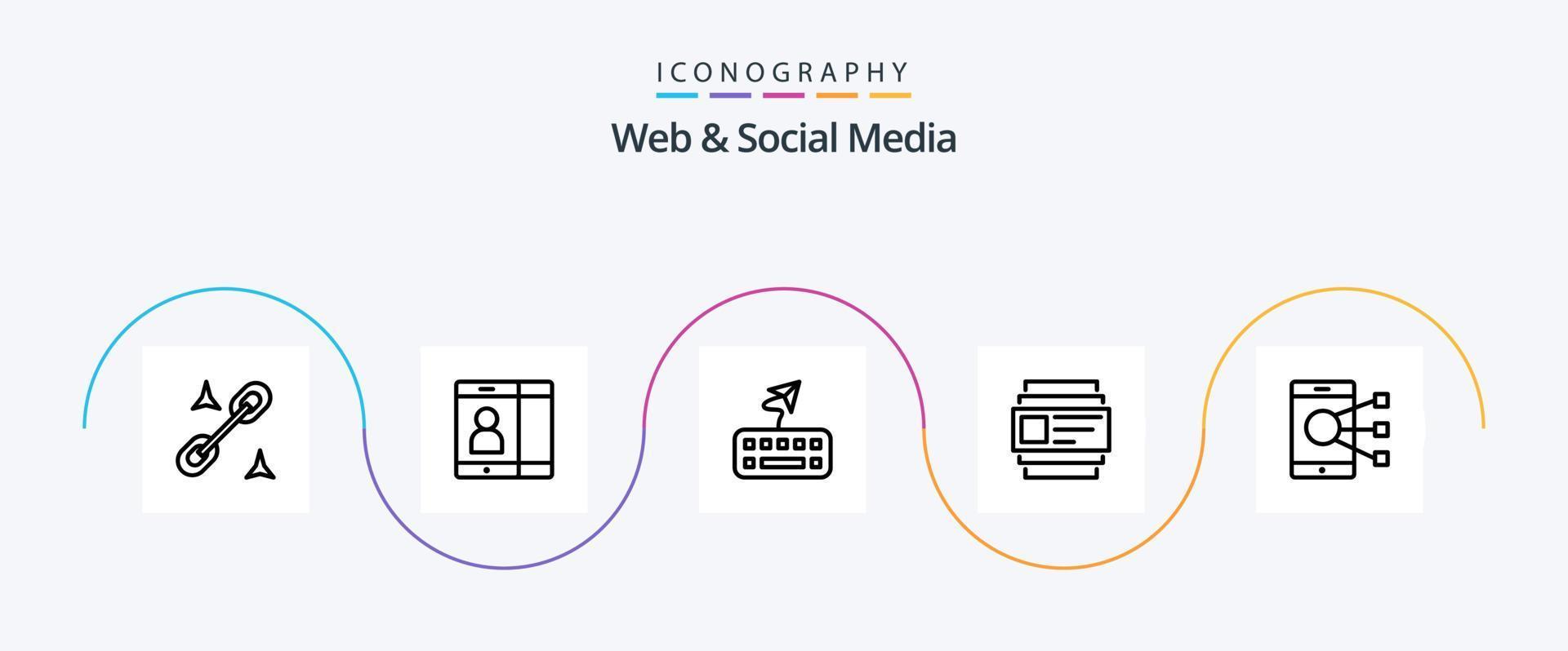 paquete de iconos de la línea 5 de la web y las redes sociales que incluye conexión. usuarios identificación . vector