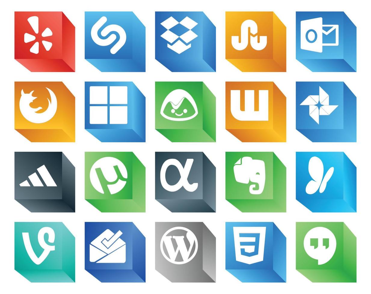 20 Social Media Icon Pack Including inbox msn basecamp evernote utorrent vector