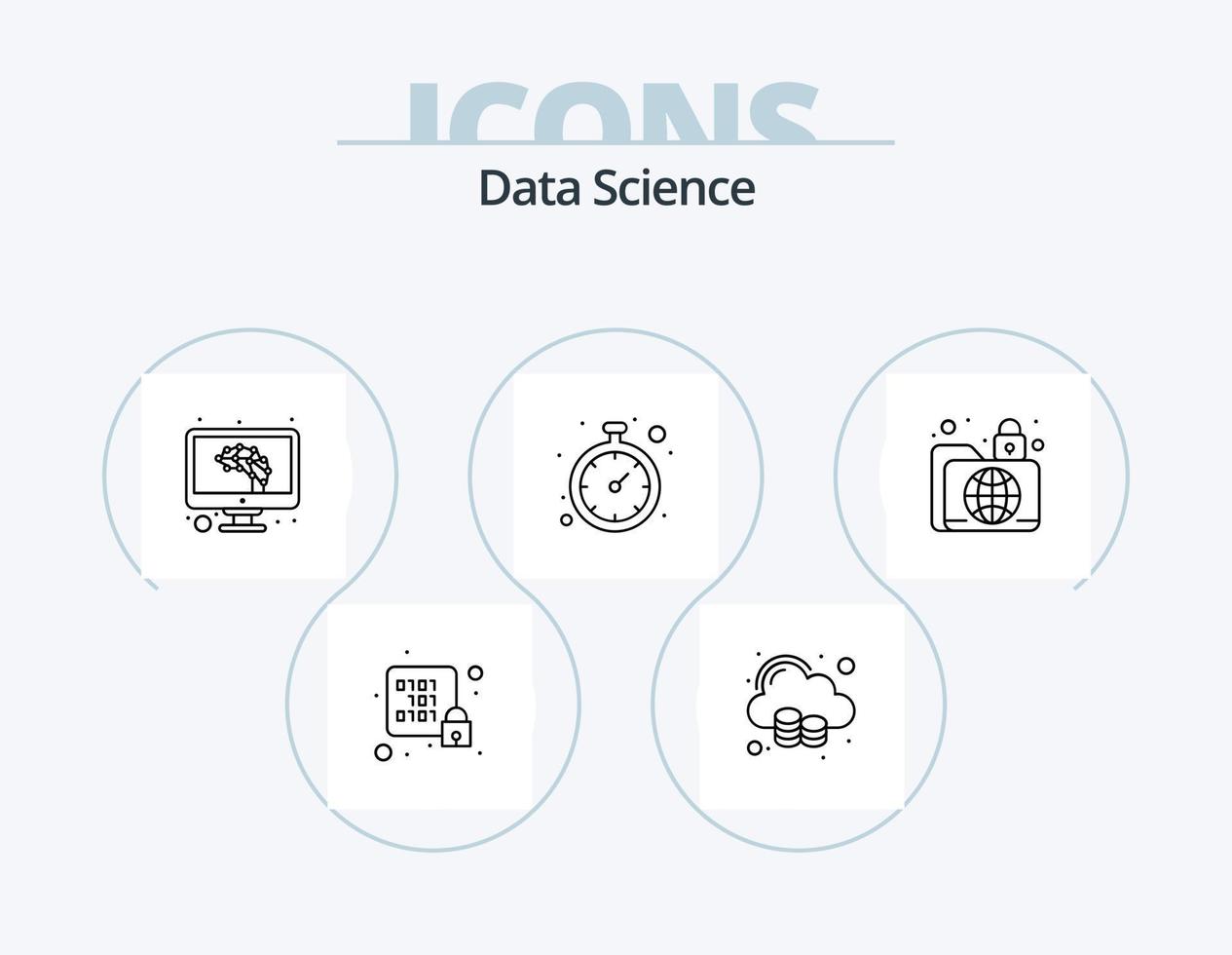 Data Science Line Icon Pack 5 Icon Design. streamline. time analysis. data. time. clock vector