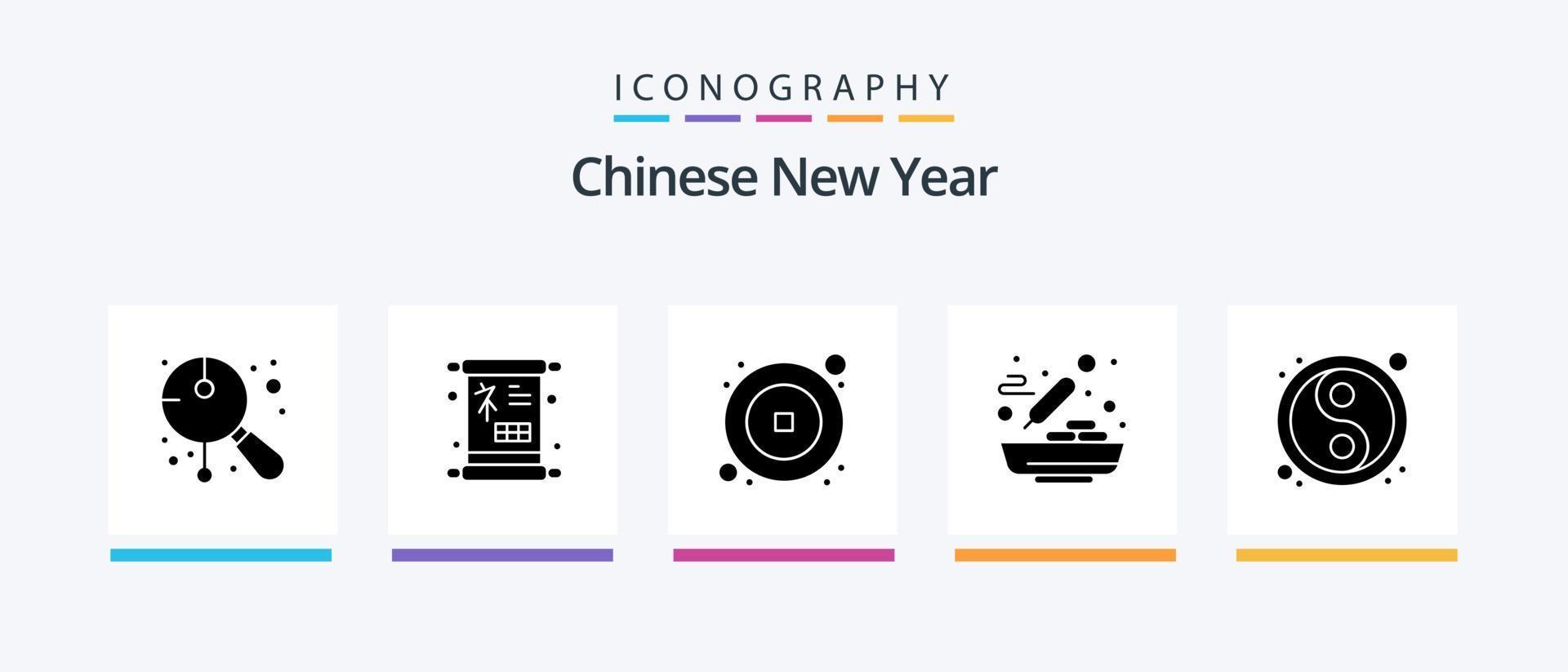 paquete de iconos de glifo 5 de año nuevo chino que incluye chino. alimento. firmar. comida china. año. diseño de iconos creativos vector