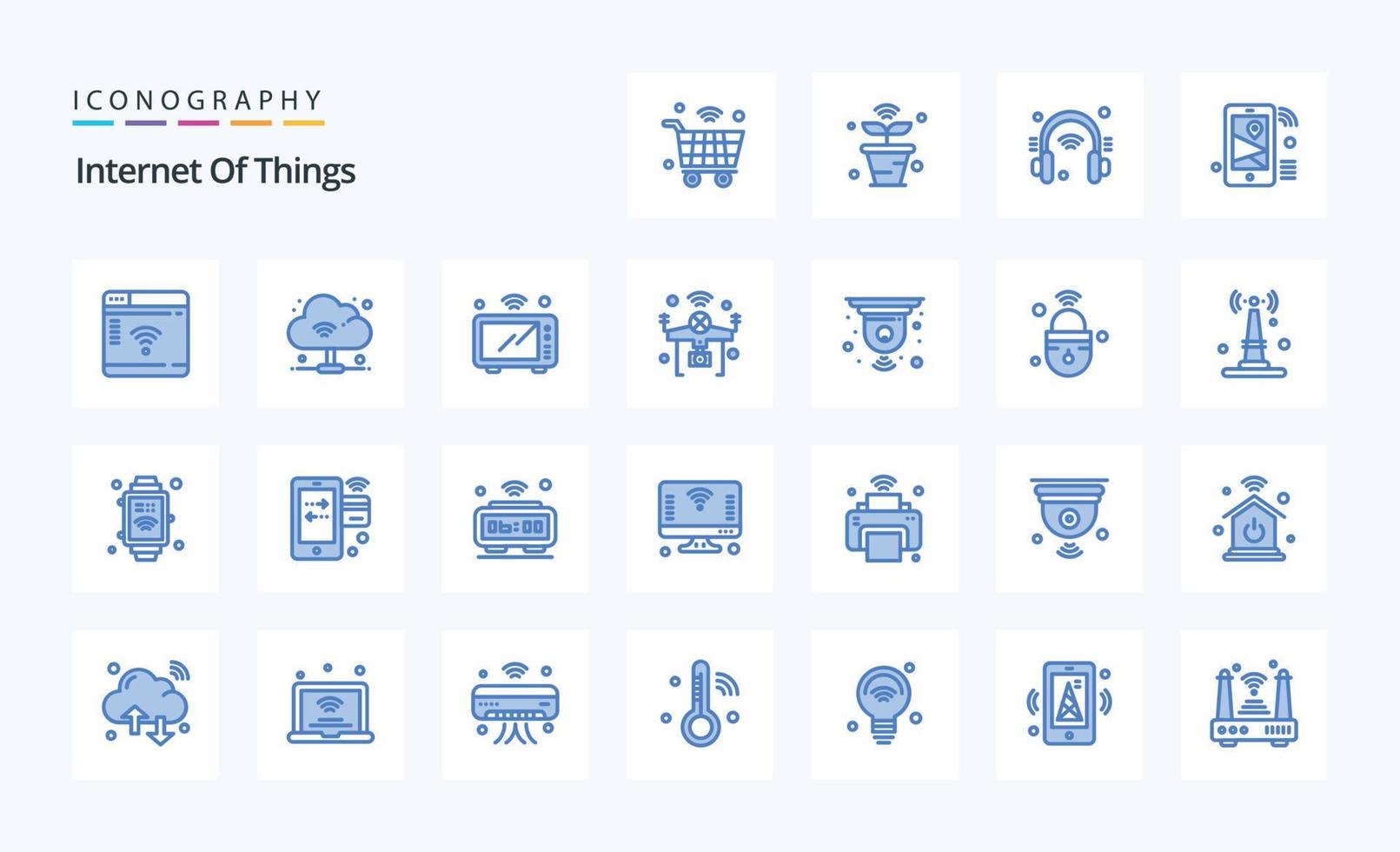 25 paquete de iconos azules de internet de las cosas vector