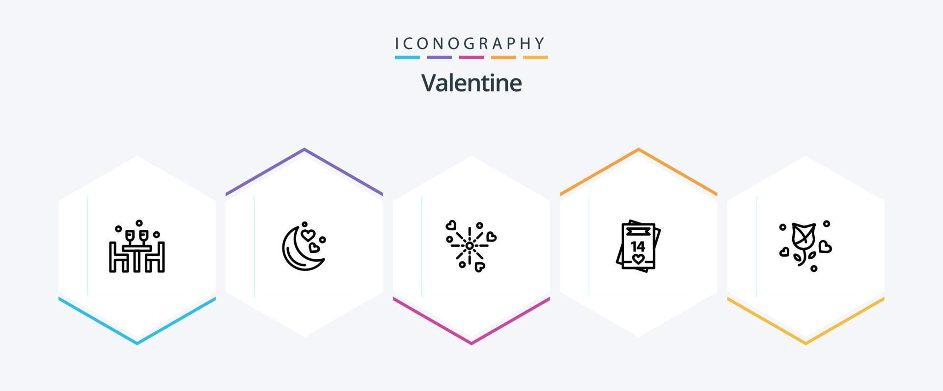 Valentine 25 Line icon pack including love. valentines. love. valentine. romantic night vector