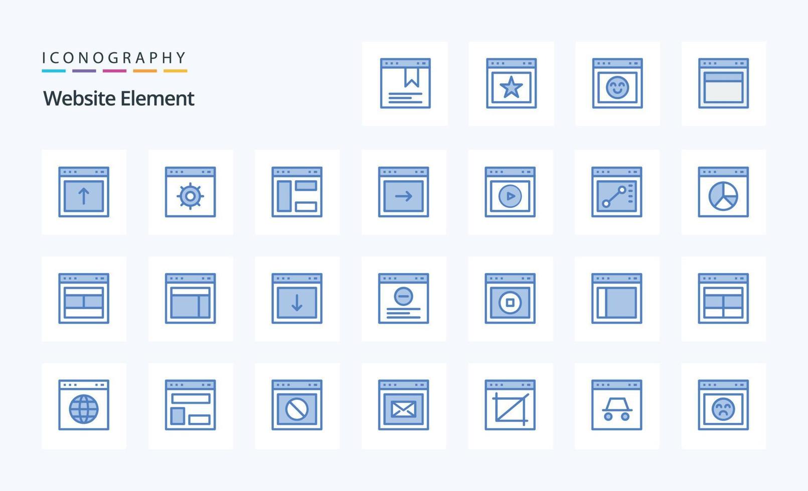 paquete de iconos azules de 25 elementos del sitio web vector