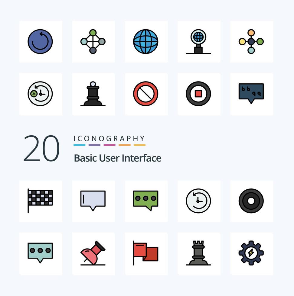 20 Basic Line Filled Color icon Pack like comment user message line basic vector