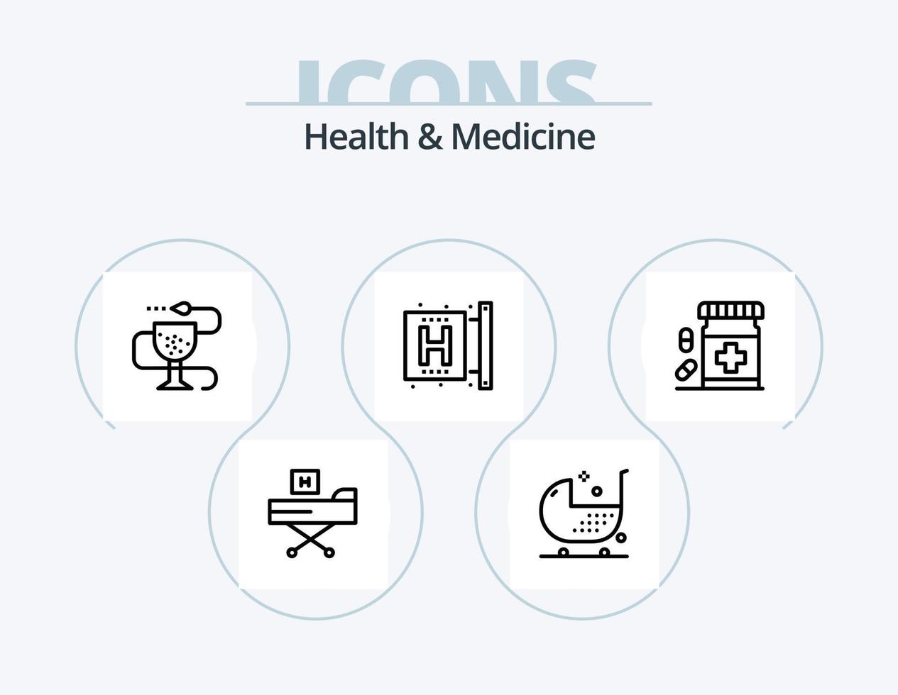 paquete de iconos de línea de salud y medicina 5 diseño de iconos. forma. enfermedad. salud. salud. aptitud física vector
