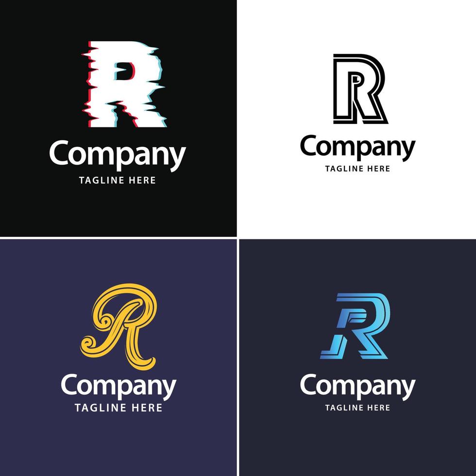 letra r diseño de paquete de logotipos grandes diseño de logotipos modernos y creativos para su negocio vector