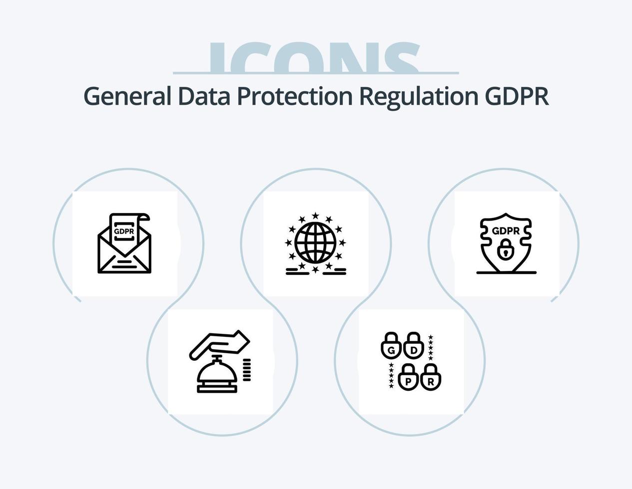 Gdpr Line Icon Pack 5 Icon Design. gdpr. protect. gdpr. padlock. data vector