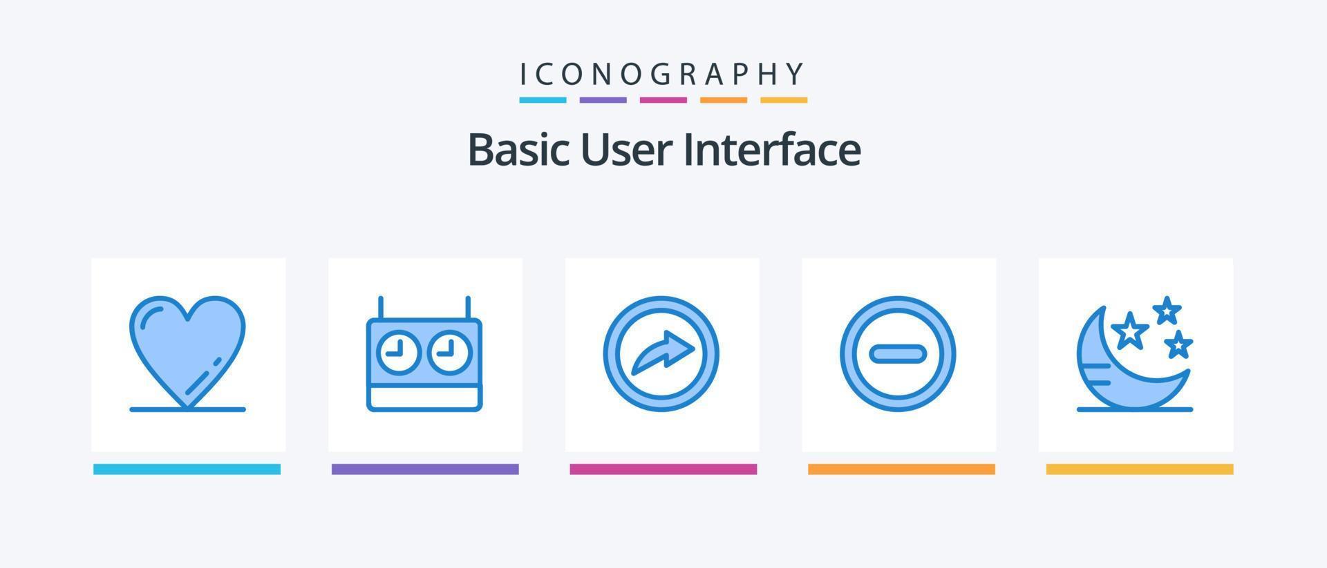 Basic Blue 5 Icon Pack Including . star. share. sleep. mode. Creative Icons Design vector