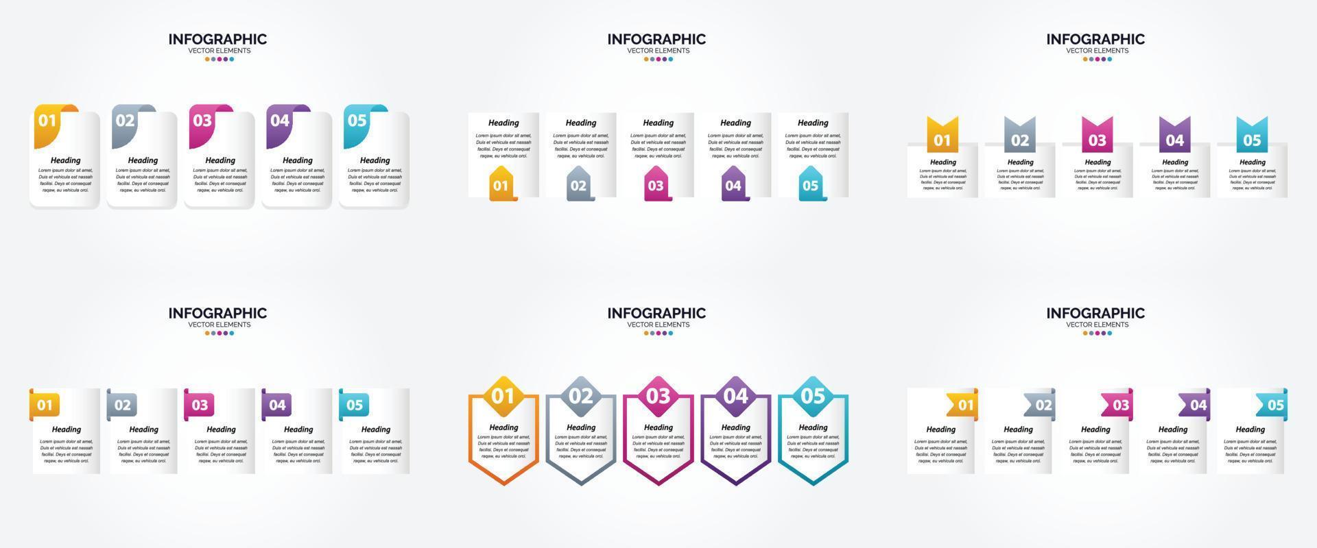 Use this vector infographics set to make your advertising in brochures. flyers. and magazines more effective.