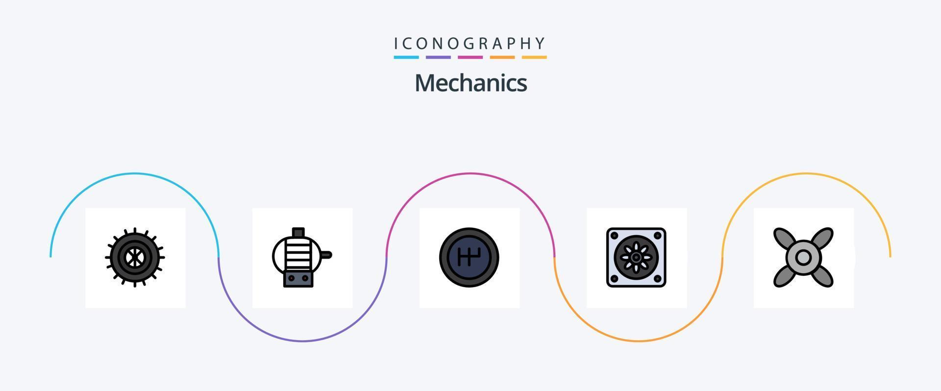 Mechanics Line Filled Flat 5 Icon Pack Including . fan. vector