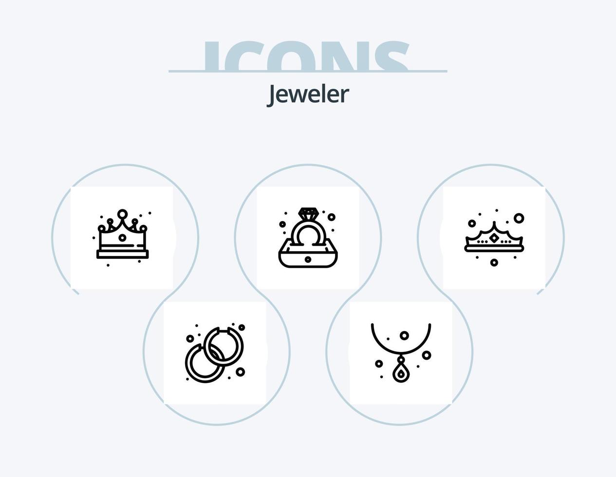 Jewellery Line Icon Pack 5 Icon Design. jewelry. crown. hand watch. gift. jewelry vector