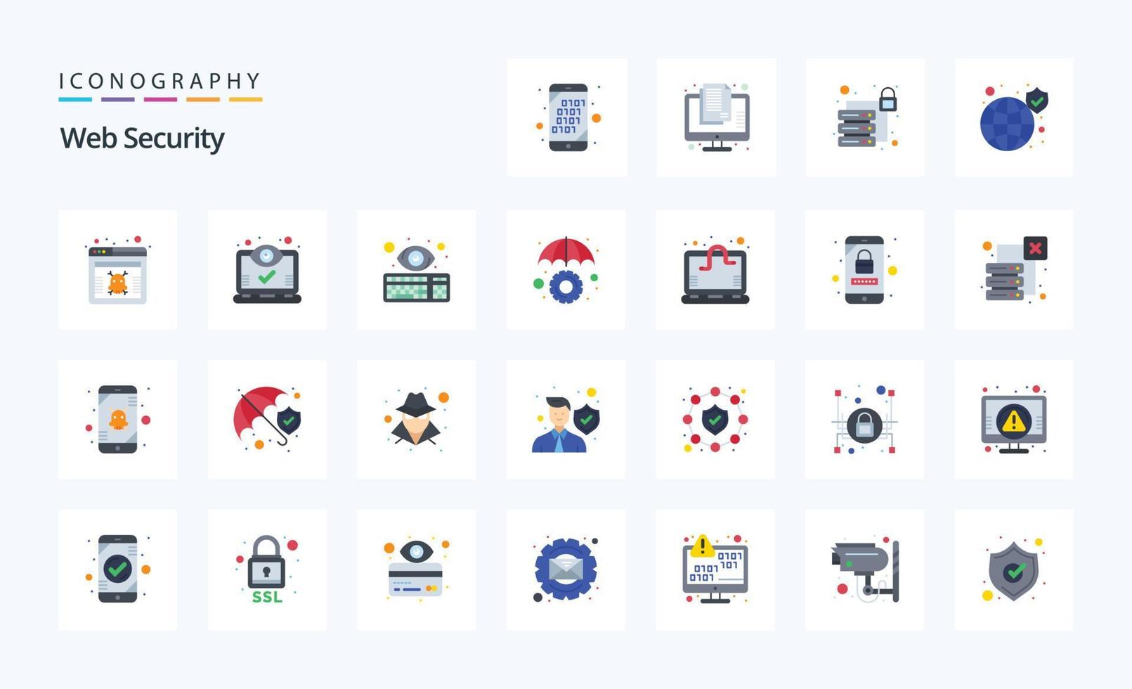 25 Web Security Flat color icon pack vector