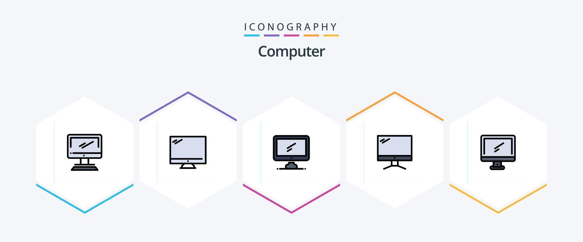 Computer 25 FilledLine icon pack including . vector