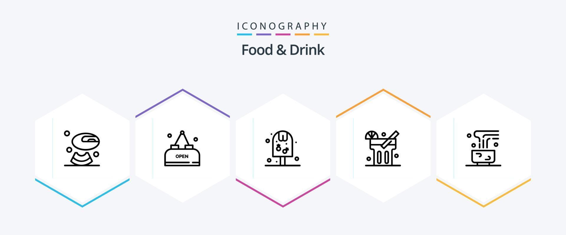 Food And Drink 25 Line icon pack including . drink. lemonade. food vector