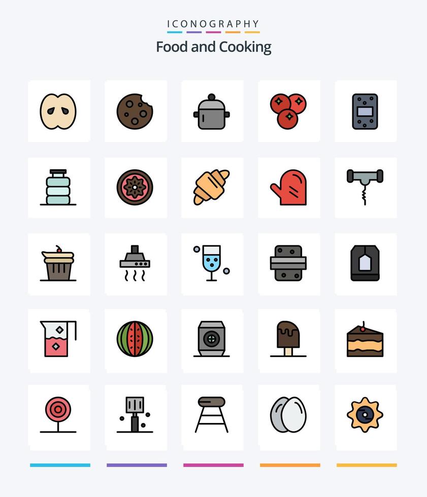 Creative Food 25 Line FIlled icon pack  Such As food. cranberry. drink. kitchenware. food vector