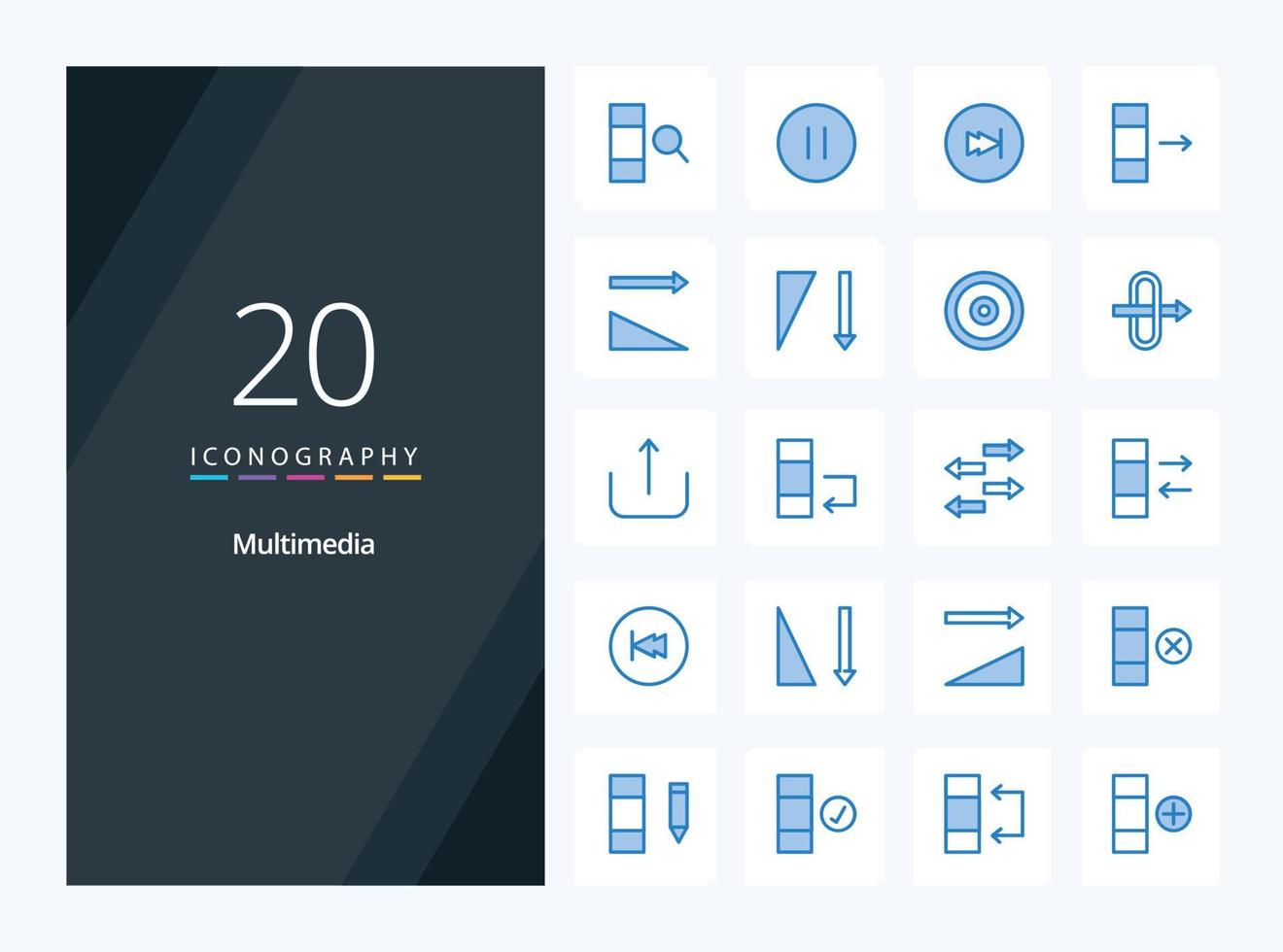 20 Multimedia Blue Color icon for presentation vector