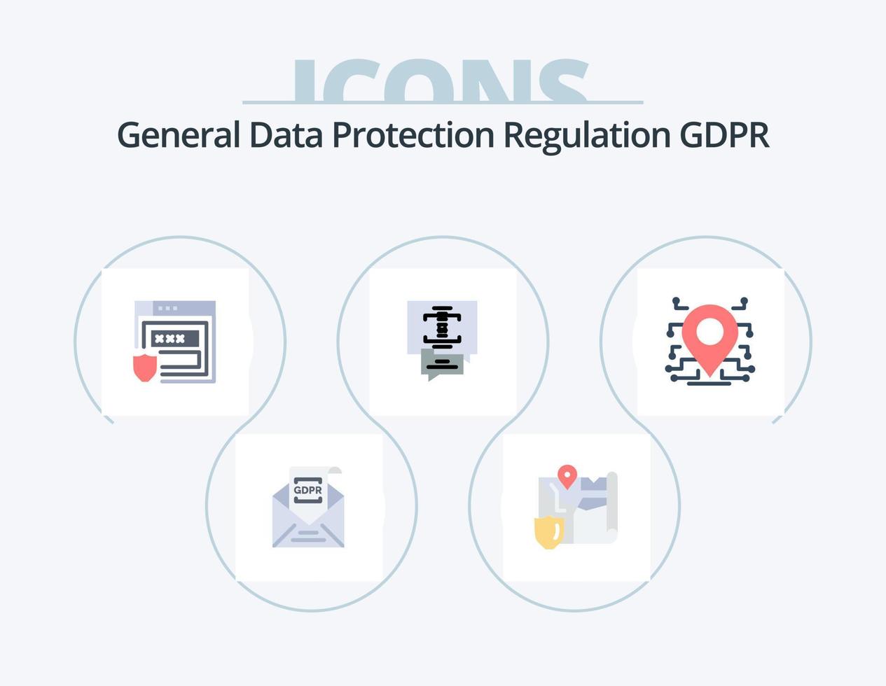 Gdpr Flat Icon Pack 5 Icon Design. processor. security chat. security. secure. storage vector