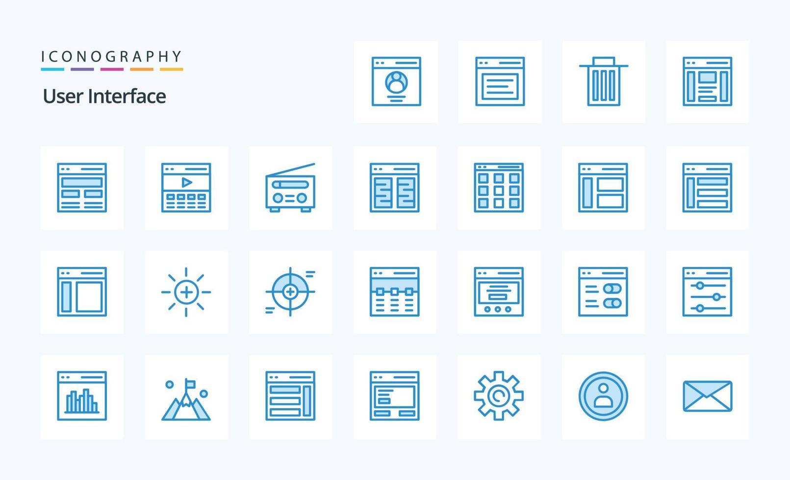 25 User Interface Blue icon pack vector