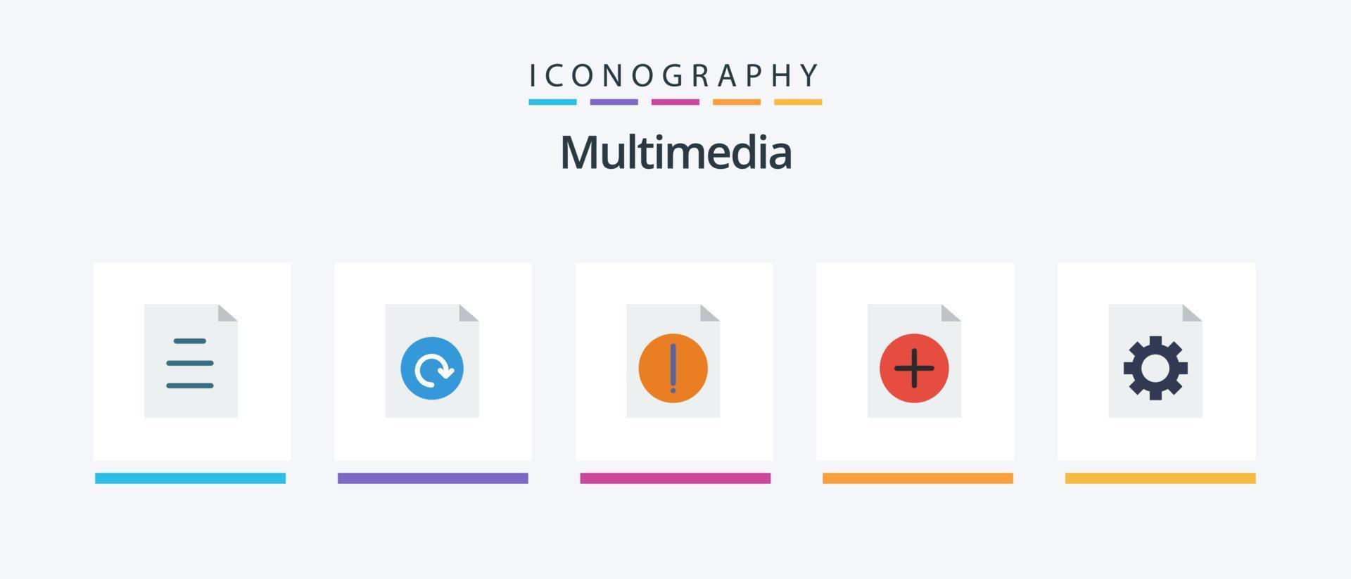 Multimedia Flat 5 Icon Pack Including . file. file. control. Creative Icons Design vector