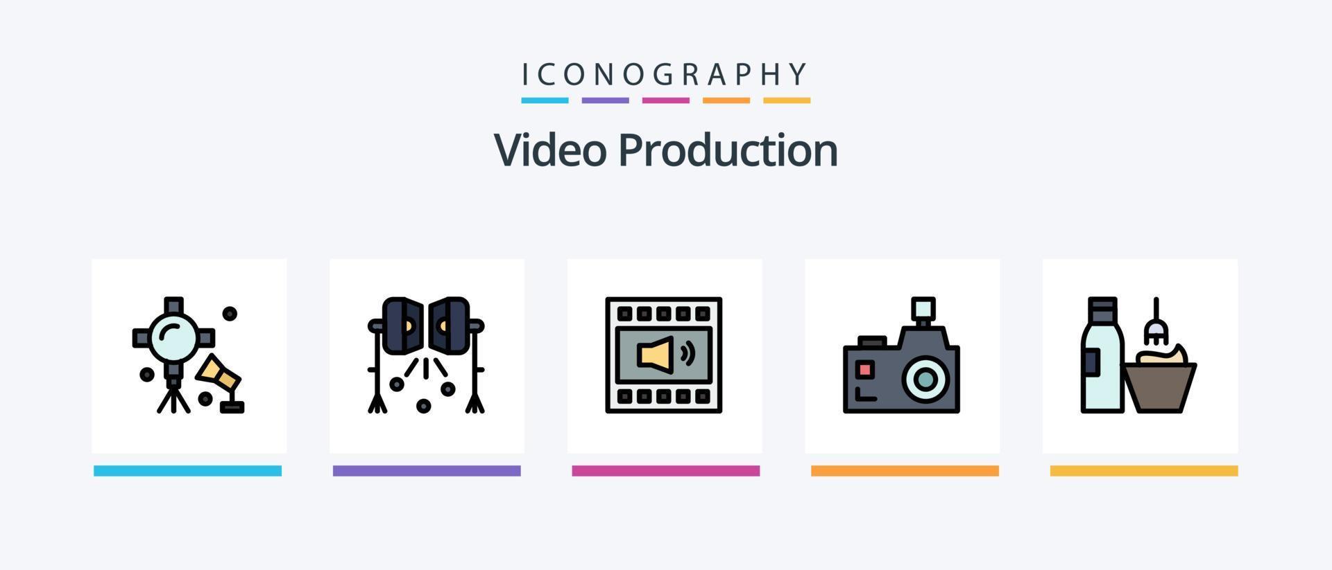 Video Production Line Filled 5 Icon Pack Including theater tickets. movie raffle. digital recording. cinema tickets. video. Creative Icons Design vector