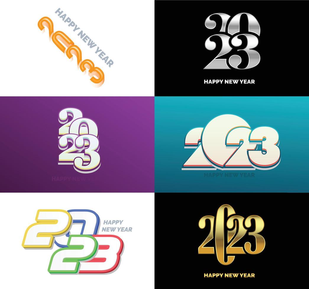 Big Collection of 2023 Happy New Year symbols Cover of business diary for 2023 with wishes vector
